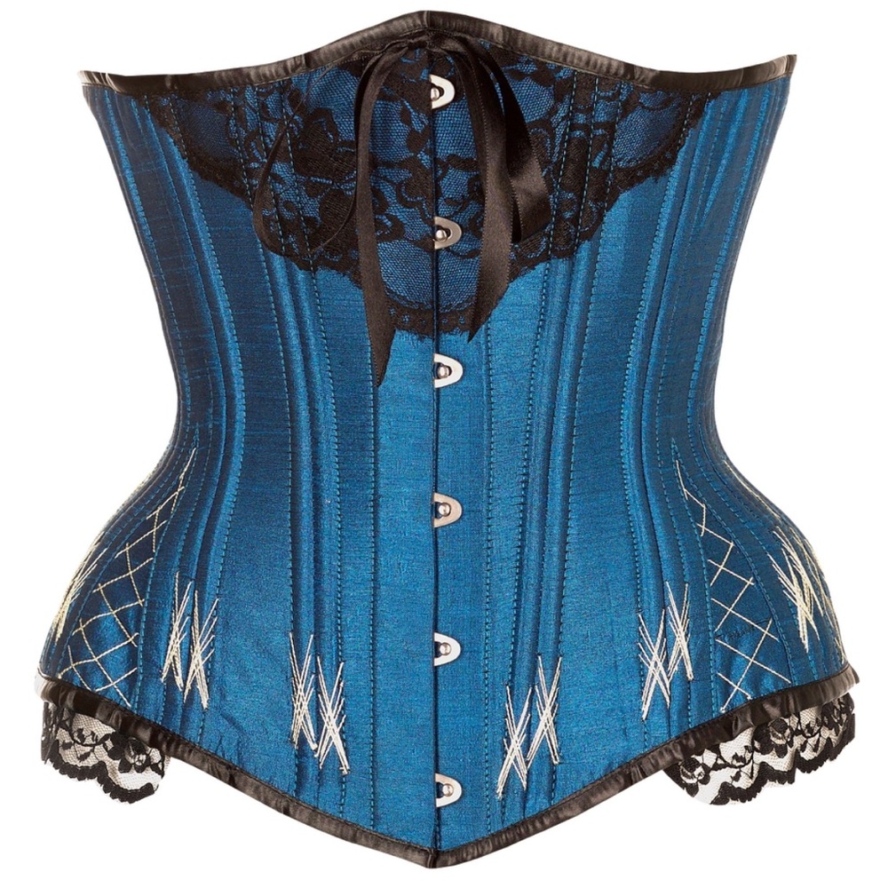 Longline Turquoise Underbust Corset with Flossing